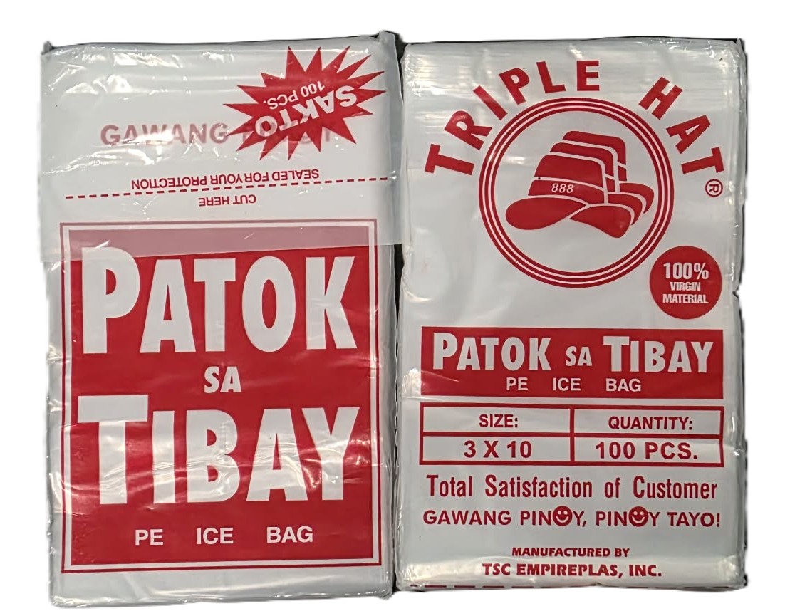 Ice Wrapper / Ice Bag Size 3x10  100pcs Triple Hat