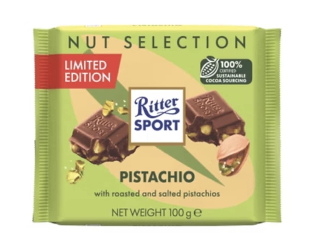 Chocolate Pistachio (w/roasted & salted pistachios) 100g Ritter