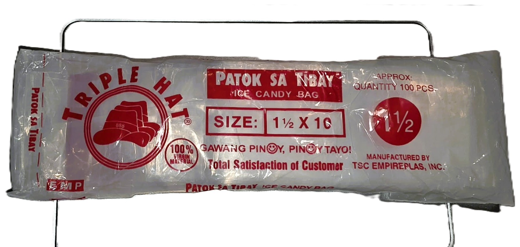 Ice Candy Wrapper 100pcs. 1 1/2x10 Triple Hat